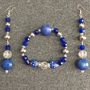 Handmade Blue Bracelet and Earring set
